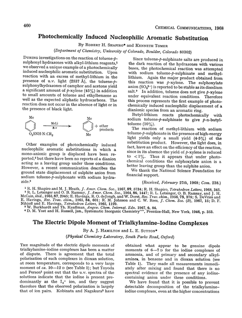 Photochemically induced nucleophilic aromatic substitution