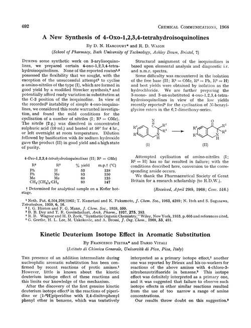 Kinetic deuterium isotope effect in aromatic substitution