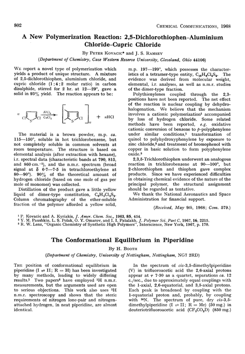 A new polymerization reaction: 2,5-dichlorothiophen–aluminium chloride–cupric chloride