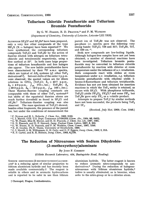 Tellurium chloride pentafluoride and tellurium bromide pentafluoride