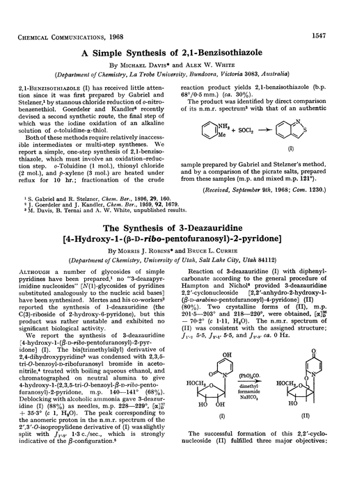 A simple synthesis of 2,1-benzisothiazole