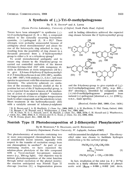 A synthesis of (±)-tri-O-methylpeltogynone