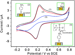 Graphical abstract: Layer-by-layer assembly and electrochemical study of a 4-aminothiophenol and ytterbium(iii) trifluoromethanesulfonate hydrate film on a gold electrode