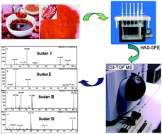Graphical abstract: Rapid and sensitive determination of Sudan dyes in hot chilli products by solid-phase extraction directly combined with time-of-flight mass spectrometry
