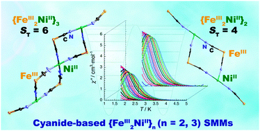 Graphical abstract: Irreversible solvent-driven conversion in cyanometalate {Fe2Ni}n (n = 2, 3) single-molecule magnets