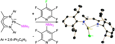 Graphical abstract: Pentafluoropyridine as a fluorinating reagent for preparing a hydrocarbon soluble β-diketiminatolead(ii) monofluoride