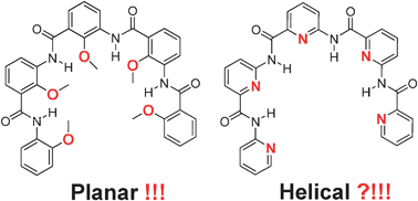 Graphical abstract: Computational prediction and experimental verification of pyridine-based helical oligoamides containing four repeating units per helical turn