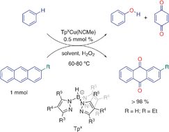 Graphical abstract: Direct, copper-catalyzed oxidation of aromatic C–H bonds with hydrogen peroxide under acid-free conditions