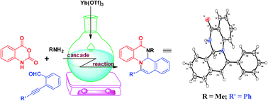 Graphical abstract: Yb(OTf)3 catalyzed new cascade reaction: a facile assembly of fused quinazolinones