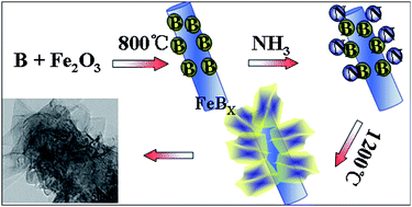 Graphical abstract: A facile route to synthesise h-BN-FeB49 nanocomposites with magnetic and fluorescent properties