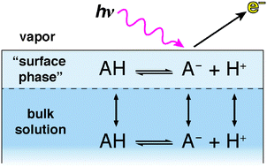 Graphical abstract: The protonation state of small carboxylic acids at the water surface from photoelectron spectroscopy