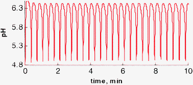 Graphical abstract: pH-oscillations in a closed chemical system of CaSO3–H2O2–HCO3−