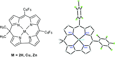 Graphical abstract: Structure and spectroscopic characterization of free base and metal complexes of 5,5-dimethyl-10,15-bis(pentafluorophenyl)isocorrole