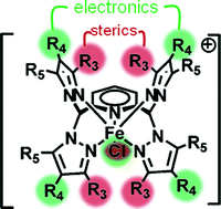 Graphical abstract: Pyrazolyl methyls prescribe the electronic properties of iron(ii) tetra(pyrazolyl)lutidine chloride complexes