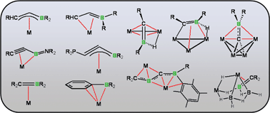 Graphical abstract: Acyclic boron-containing π-ligand complexes: η2- and η3-coordination modes