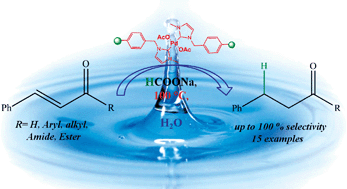 Graphical abstract: An efficient and heterogeneous recyclable palladium catalyst for chemoselective conjugate reduction of α,β-unsaturated carbonyls in aqueous medium