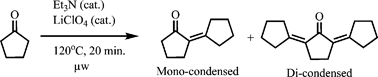 Graphical abstract: A selective solvent-free self-condensation of carbonyl compounds utilizing microwave irradiation