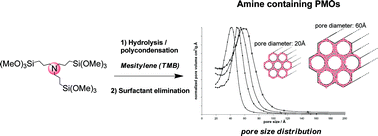 Graphical abstract: Pore size control and organocatalytic properties of nanostructured silica hybrid materials containing amino and ammonium groups