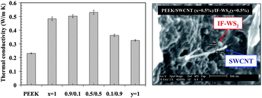 Graphical abstract: New hybrid nanocomposites containing carbon nanotubes, inorganic fullerene-like WS2 nanoparticles and poly(ether ether ketone) (PEEK)