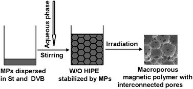 Graphical abstract: Macroporous magnetic poly(styrene–divinylbenzene) nanocomposites prepared viamagnetite nanoparticles-stabilized high internal phase emulsions