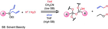 Graphical abstract: Enhanced sol–gel polymerization of organoallylsilanes by solvent effect