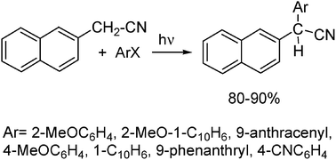 Graphical abstract: Synthesis of α,α-diaryl nitriles by radical nucleophilic substitution