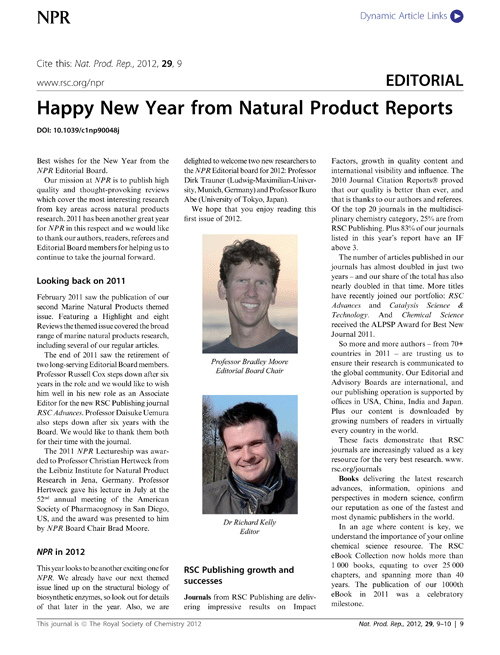 Happy New Year from Natural Product Reports
