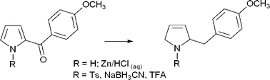 Graphical abstract: Chemoselective reduction of 2-acyl-N-sulfonylpyrroles: Synthesis of 3-pyrrolines and 2-alkylpyrroles