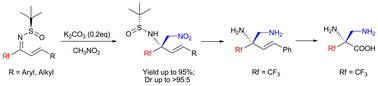 Graphical abstract: Asymmetric aza-Henry reaction of chiral fluoroalkyl α,β-unsaturated N-tert-butanesulfinyl ketoimines: an efficient approach to enantiopure fluoroalkylated α,β-diamines and α,β-diamino acids