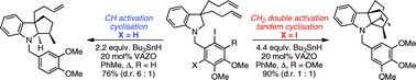 Graphical abstract: CH activation and CH2 double activation of indolines by radical translocation: Understanding the chemistry of the indolinyl radical