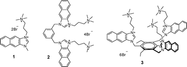 Graphical abstract: Bis- and tris-naphthoimidazolium derivatives for the fluorescent recognition of ATP and GTP in 100% aqueous solution