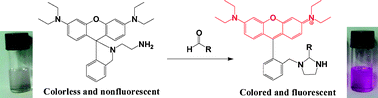 Graphical abstract: Chromo-fluorogenic detection of aldehydes with a rhodamine based sensor featuring an intramolecular deoxylactam