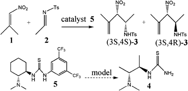 Graphical abstract: Retracted article: Enantioselectivity of aza-MBH-type reaction of nitroalkene to N-tosylimine catalyzed by thiourea-tertiary amine: a theoretical study