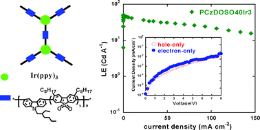 Graphical abstract: Highly efficient green-emitting electrophosphorescent hyperbranched polymers using a bipolar carbazole-3,6-diyl-co-2,8-octyldibenzothiophene-S,S-dioxide-3,7-diyl unit as the branch