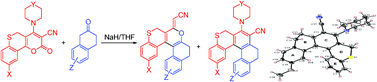 Graphical abstract: Metal-free synthesis of nitrile based partially reduced thia-and oxa-thia[5]helicenes: conformation and dynamics