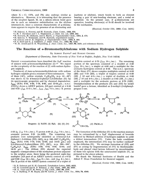 The reaction of α-bromomethylchalcone with sodium hydrogen sulphide
