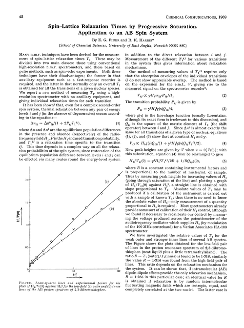 Spin–lattice relaxation times by progressive saturation. Application to an AB spin system