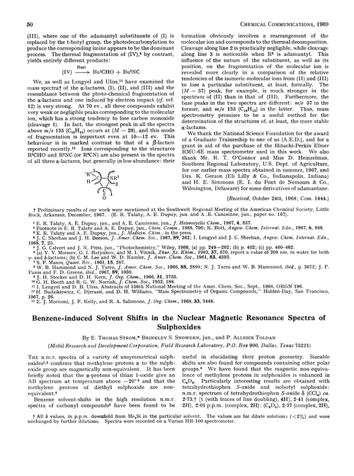 Benzene-induced solvent shifts in the nuclear magnetic resonance spectra of sulphoxides