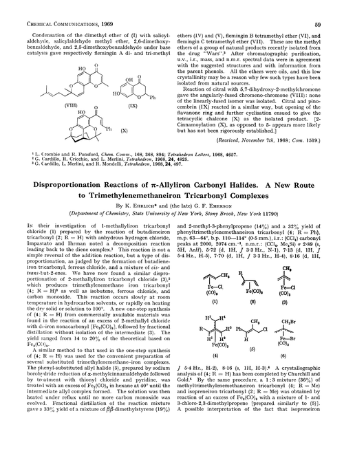 Disproportionation reactions of π-allyliron carbonyl halides. A new route to trimethylenemethaneiron tricarbonyl complexes