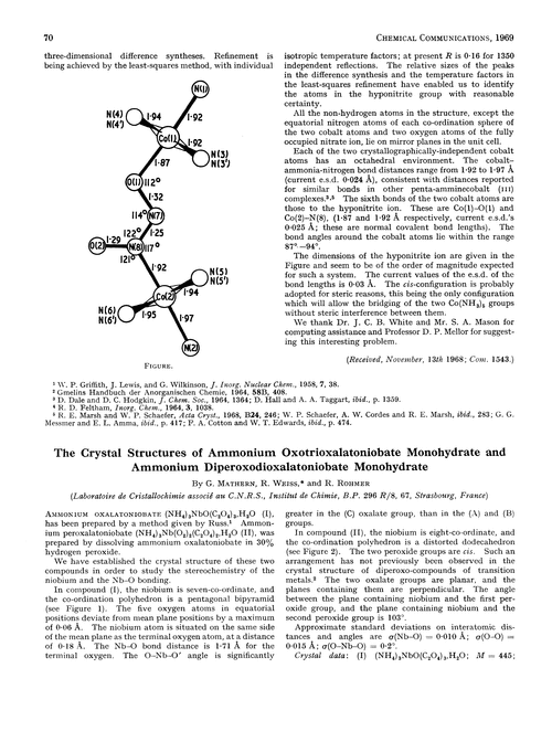 The crystal structures of ammonium oxotrioxalatoniobate monohydrate and ammonium diperoxodioxalatoniobate monohydrate