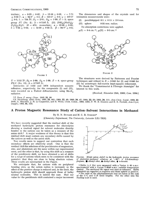A proton magnetic resonance study of cation–solvent interactions in methanol