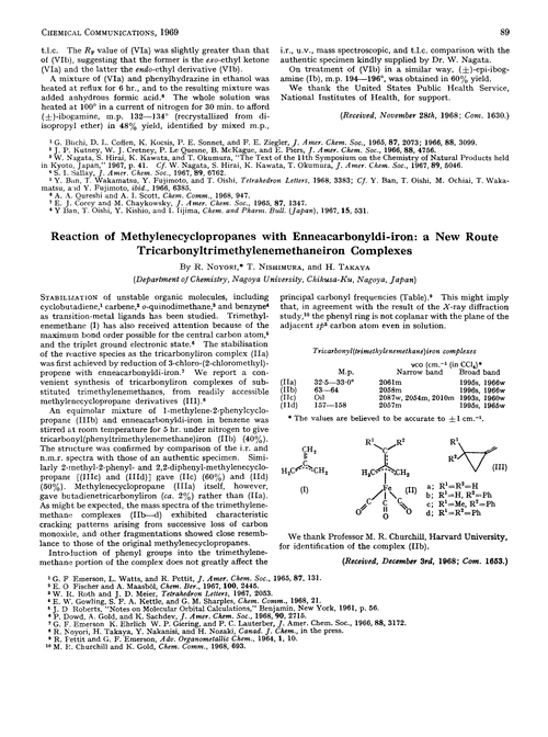Reaction of methylenecyclopropanes with enneacarbonyldi-iron: a new route tricarbonyltrimethylenemethaneiron complexes