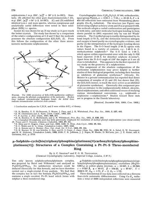 µ Sulphido Cyclo Bis Triphenylphosphine Platinum Ii Carbonyltriphenylposphineplatinum Ii Structures Of A Complex Containing A Pt Pt S Three Membered Ring Journal Of The Chemical Society D Chemical Communications Rsc Publishing