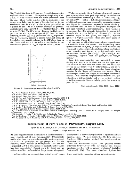 Biosynthesis of fern-9-ene in Polypodium vulgar Linn.