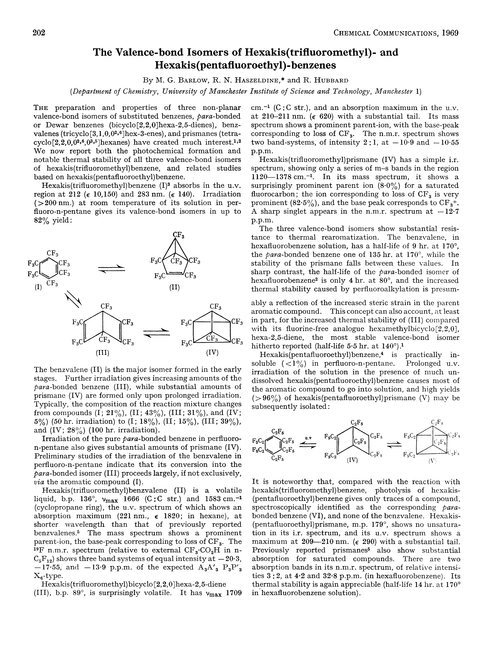 The valence-bond isomers of hexakis(trifluoromethyl)- and hexakis(pentafluoroethyl)-benzenes