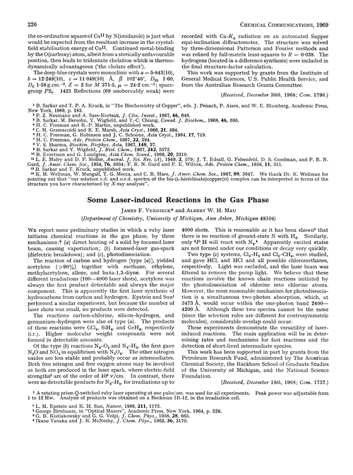 Some laser-induced reactions in the gas phase