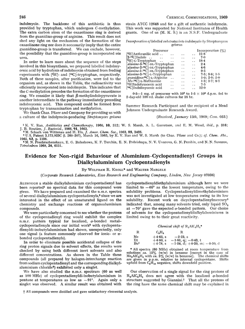 Evidence for non-rigid behaviour of aluminium–cyclopentadienyl groups in dialkylaluminium cyclopentadienyls