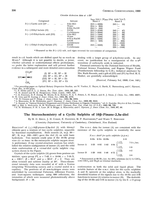 The stereochemistry of a cyclic sulphite of 10β-pinane-2,3α-diol