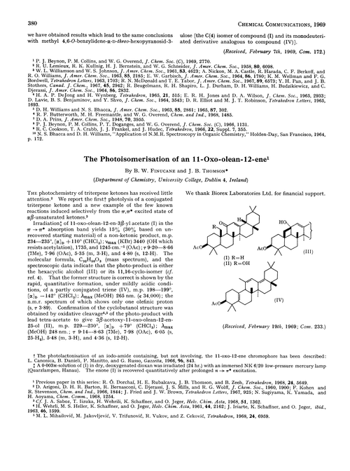 The photoisomerisation of an 11-oxo-olean-12-ene