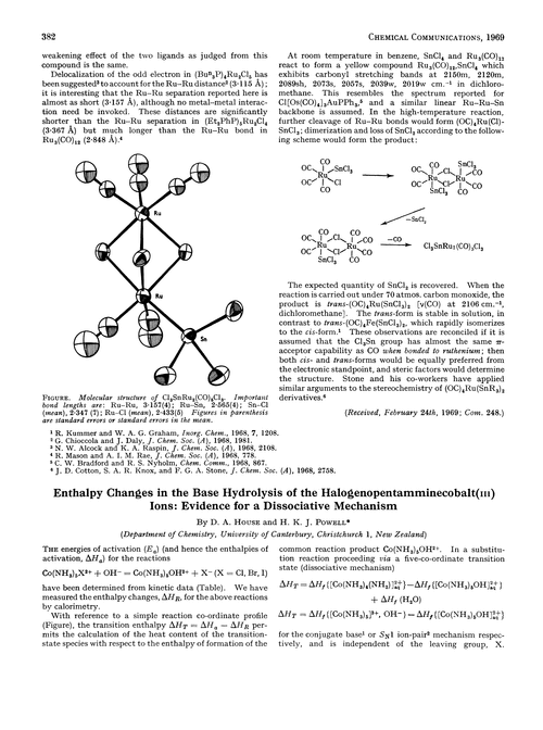 Enthalpy changes in the base hydrolysis of the halogenopentamminecobalt(III) ions: evidence for a dissociative mechanism